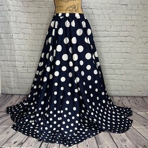 Flowy Polka Dot Long Maxi Skirt